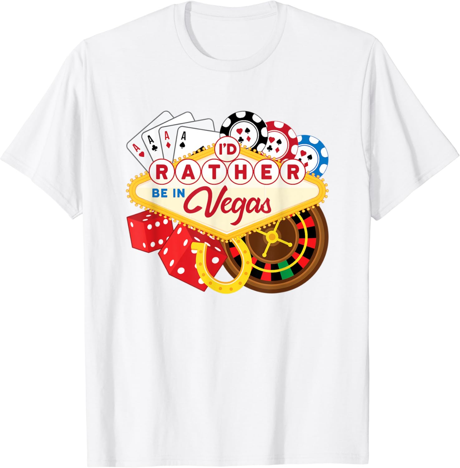 Amazon.com: Las Vegas Casino Gambling Souvenir I'd Rather Be In Vegas T